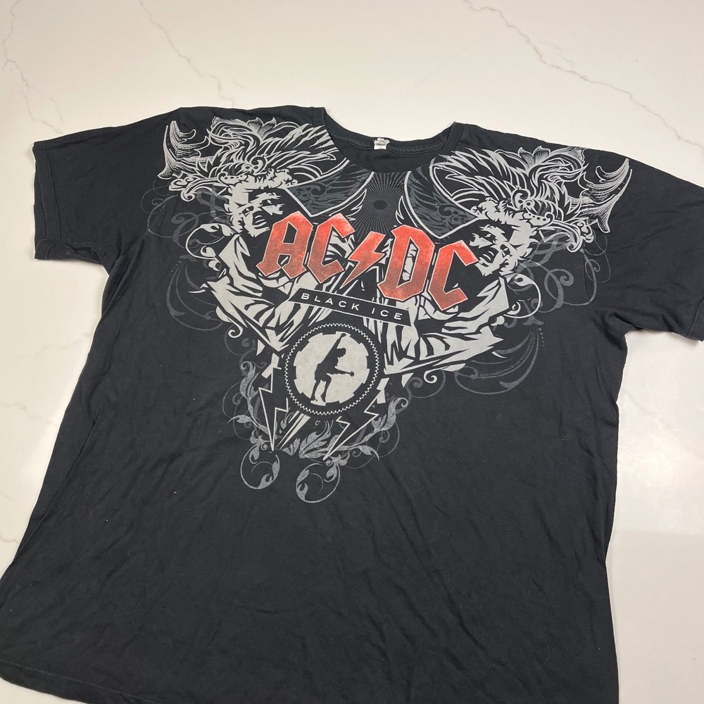 AC/DC T-Shirt Mens XL Black Ice Graphic Rock Band Short Sleeve Tee